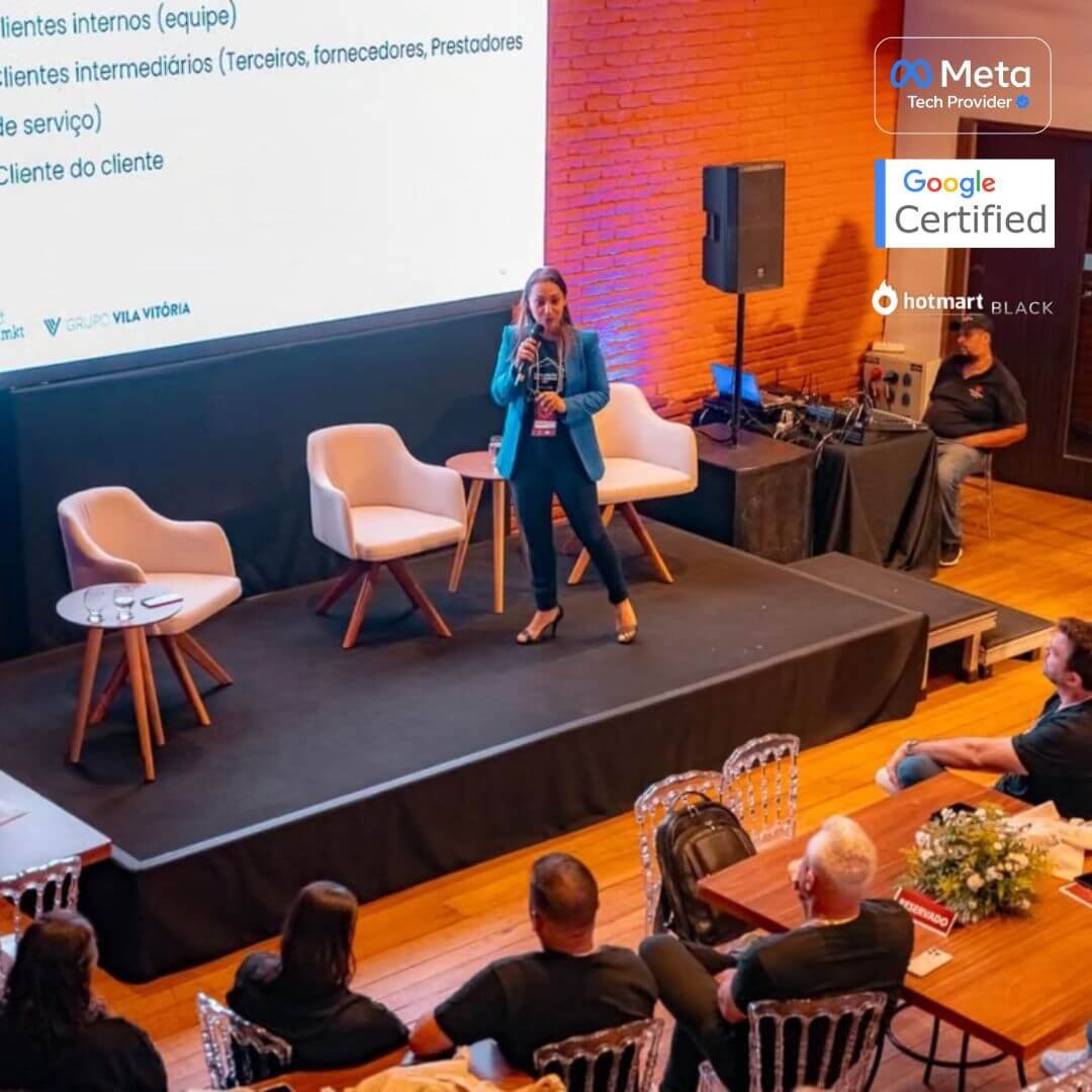 Apresentação de marketing no palco